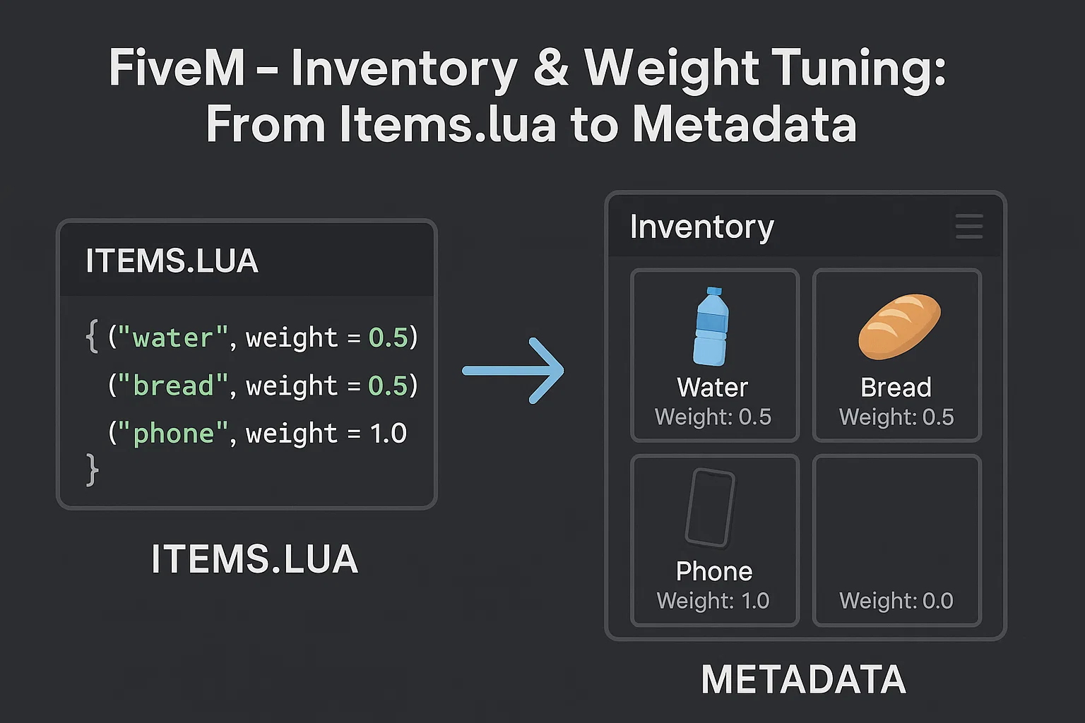 Inventar & Gewicht optimieren: Von items.lua bis Metadaten