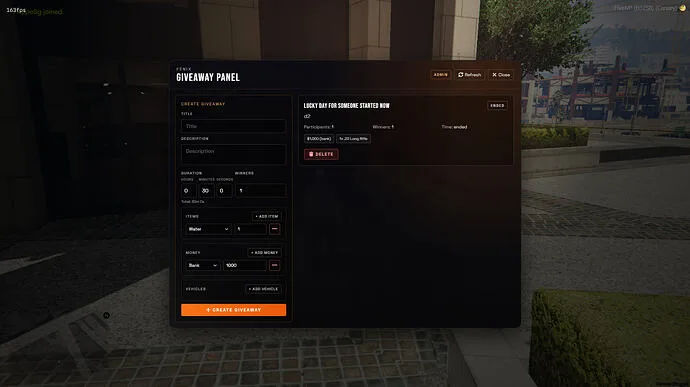 🎁 FNX GIVEAWAY SYSTEM – In-Game Giveaway Creator