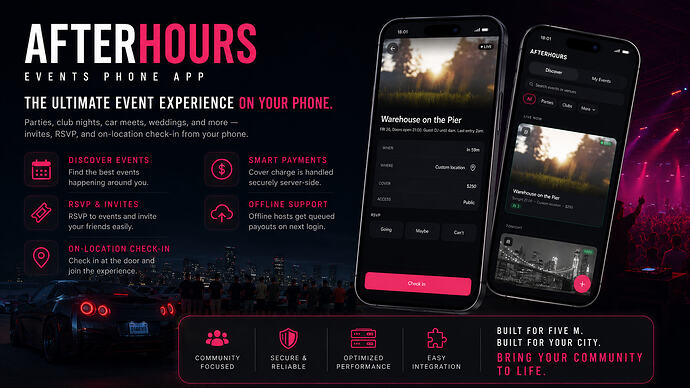 AfterHours — Events Phone App