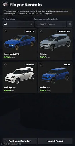 Vehicle Rental System [Qbox, QBcore, ESX]