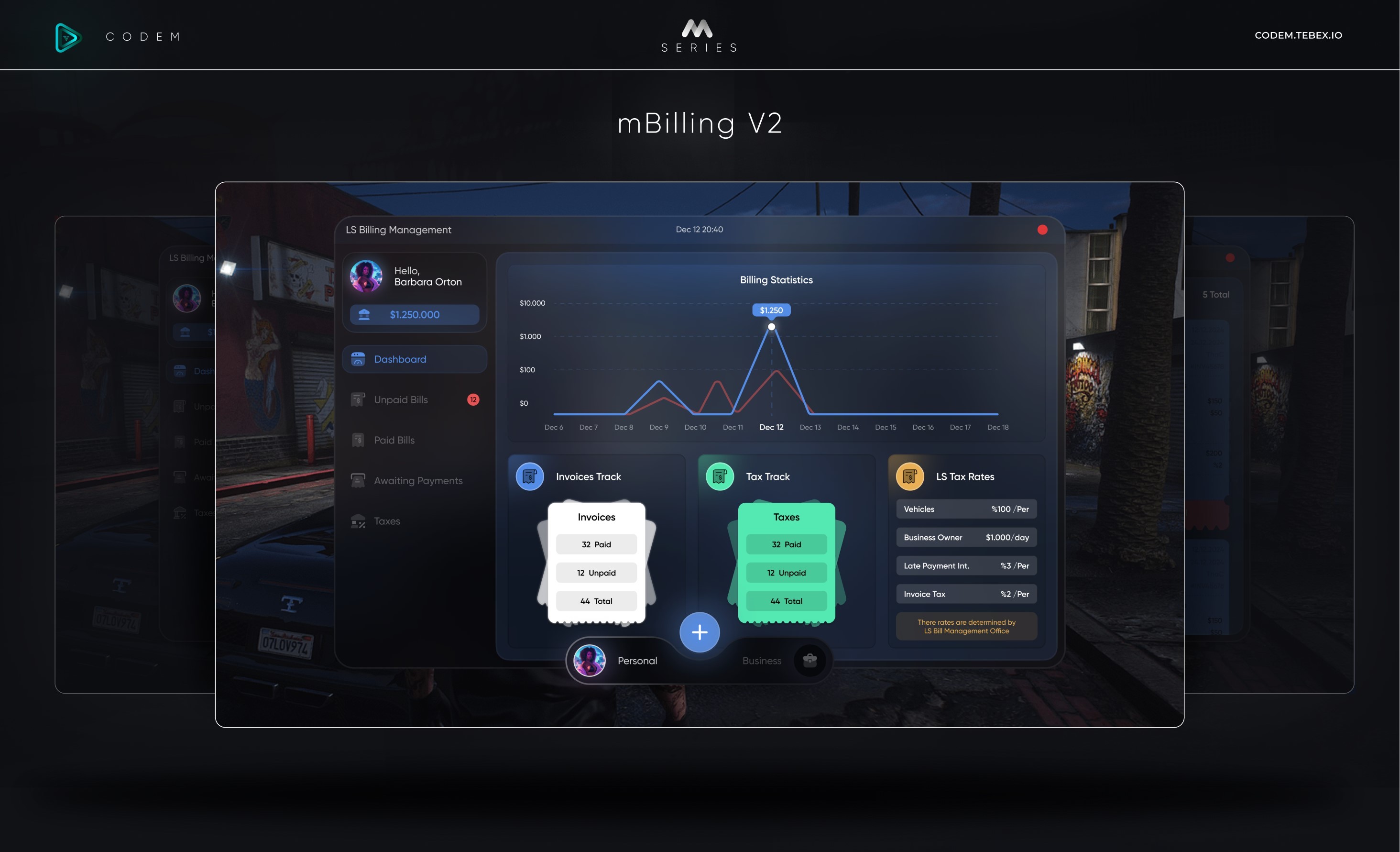 CodeM mBilling — Advanced Billing & Invoice System product preview for esx FiveM servers