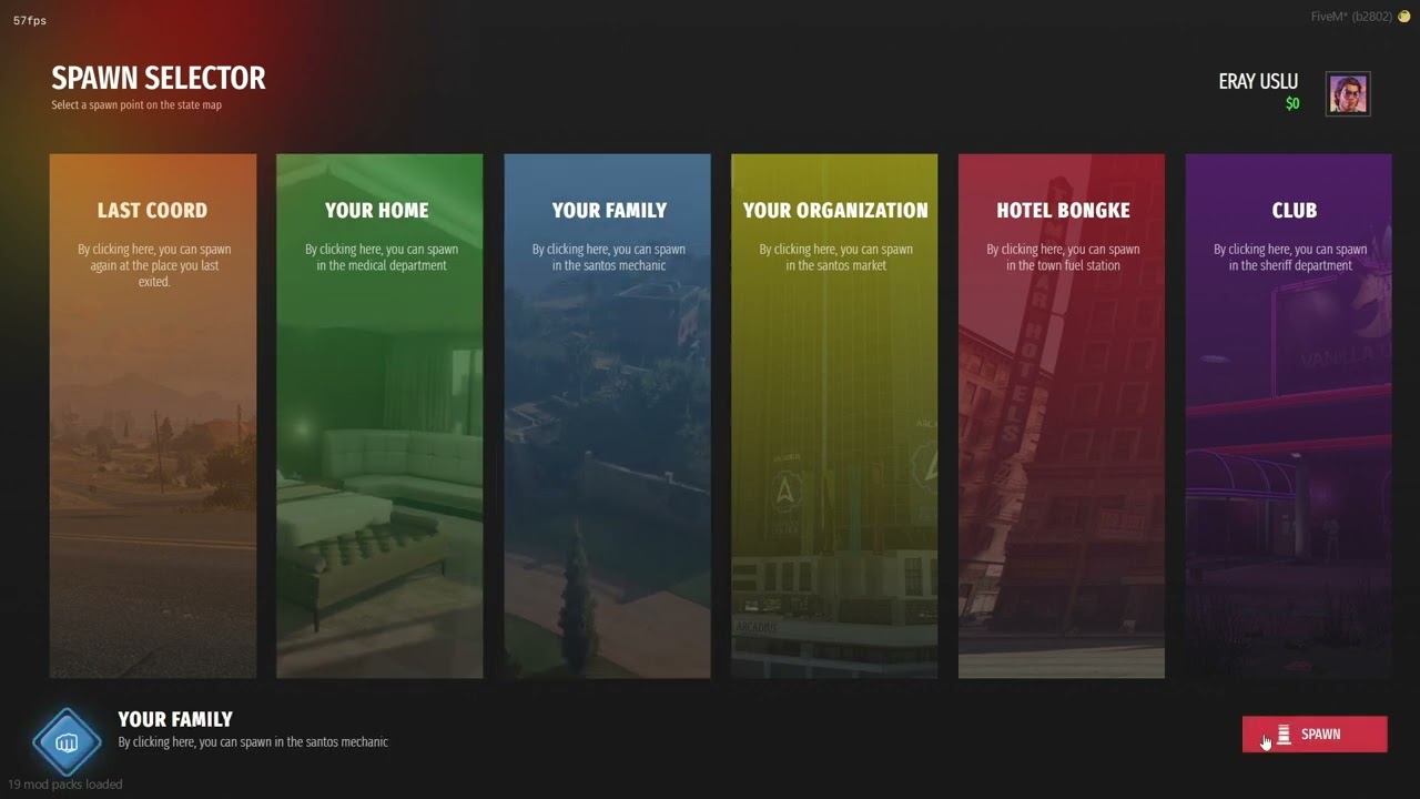 FiveM Mod NoPixel 3.0 Spawn Selector (ESX) 3