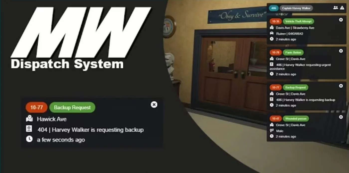 Dispatch System product preview for qbcore FiveM servers