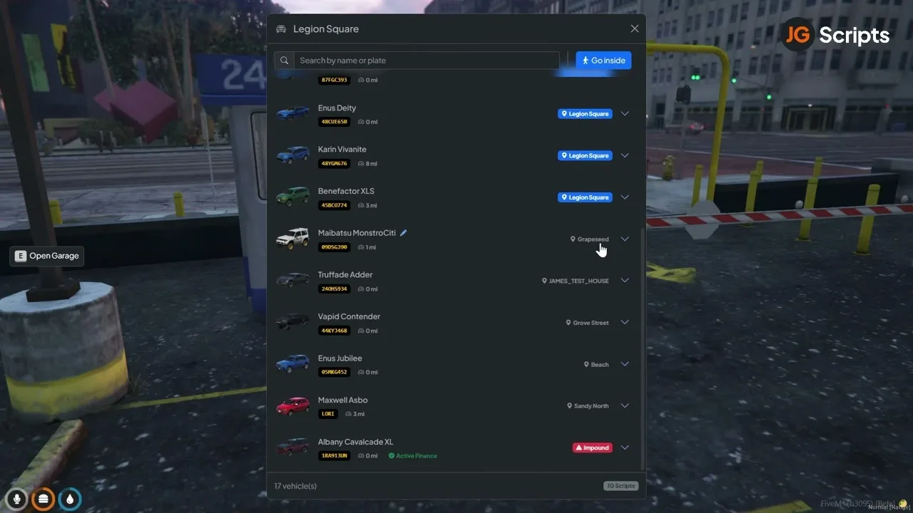 JG Advanced Garages FiveM Script - esx 2