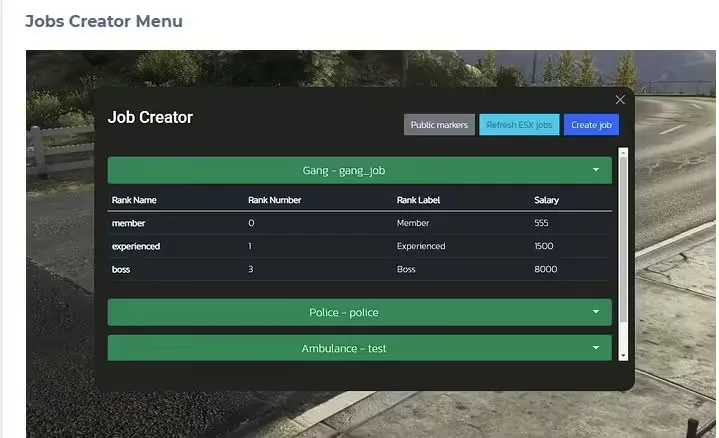 FiveM Jobs Creator | ESX v4.0 FiveM product preview