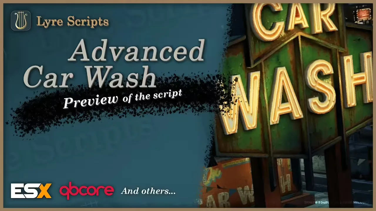 Lyre Carwash product preview for esx FiveM servers