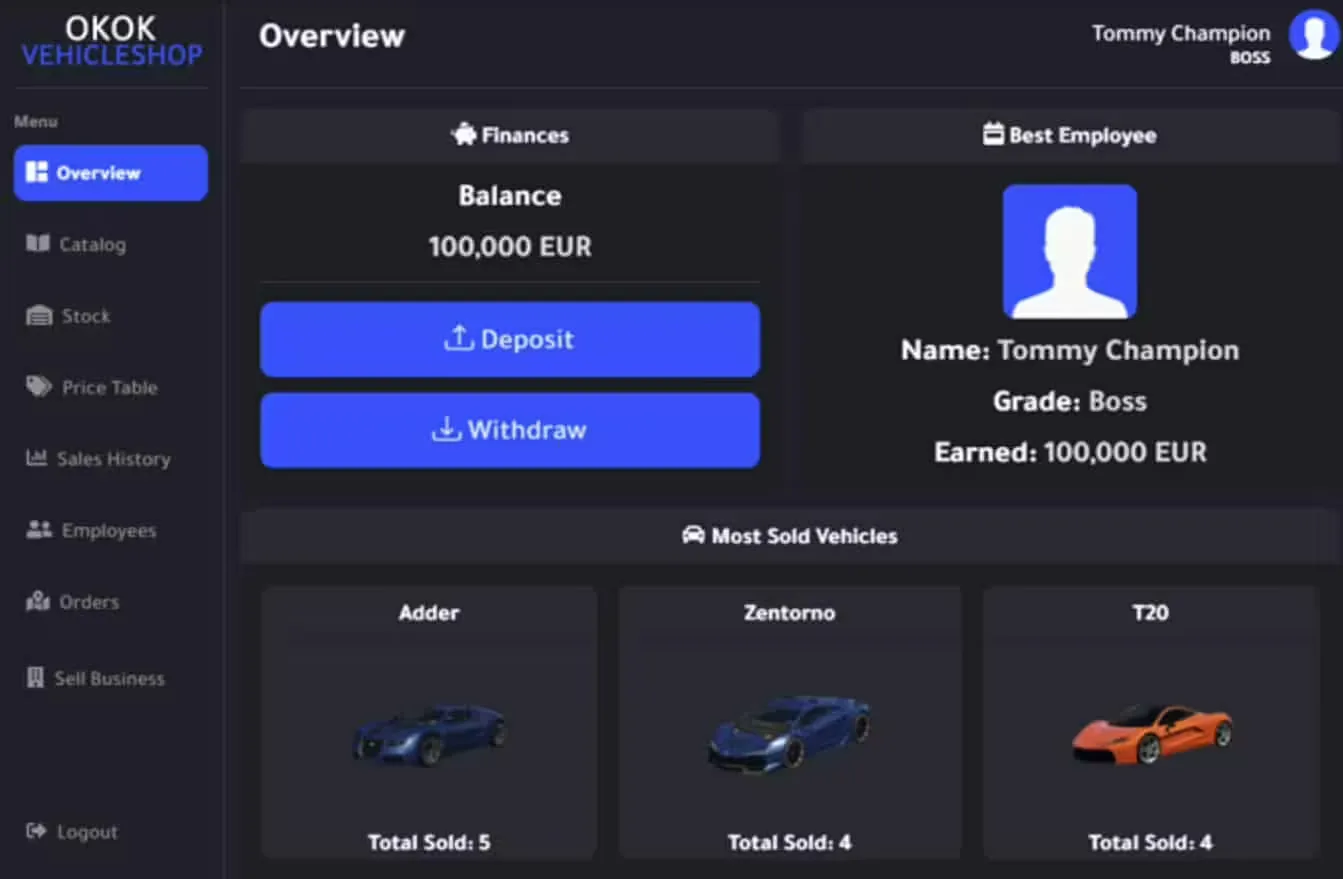 okok Vehicle Shop (QBCore / ESX) FiveM Script - esx 3