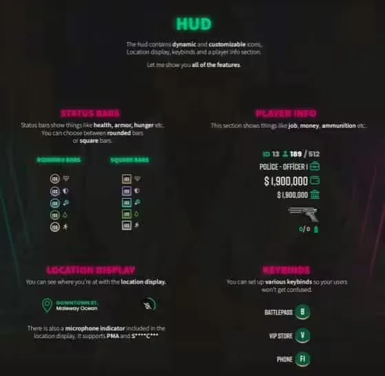 VIP HUD V4 (QB) FiveM Script - qbcore 4