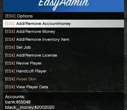 Plugin ESX pour EasyAdmin
