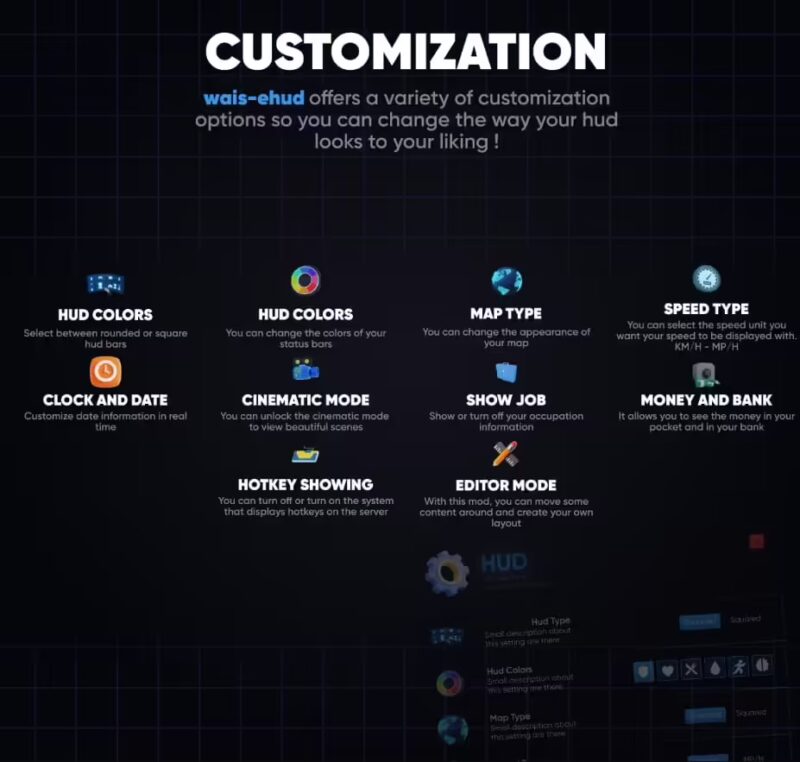 brave_dk0ALKLrq3 wais eHUD (qbCore) FiveM-Oberflächen-Screenshot