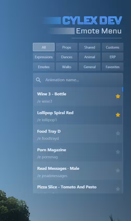 Animation Menu (Custom Emotes, Dances)