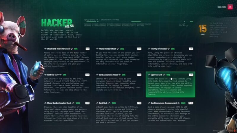 fb8f3e2f622eec743dde613bb896b4b5c6f579b9 Screenshot eines realistischen Hacker-Menüs in FiveM