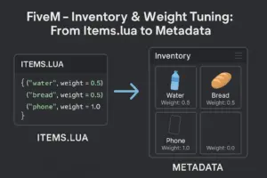 Ajuste de inventario y peso: de items.lua a metadatos