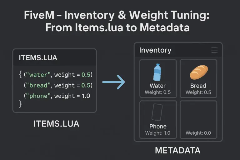 Inventar- und Gewichtsoptimierung: Von items.lua zu Metadaten