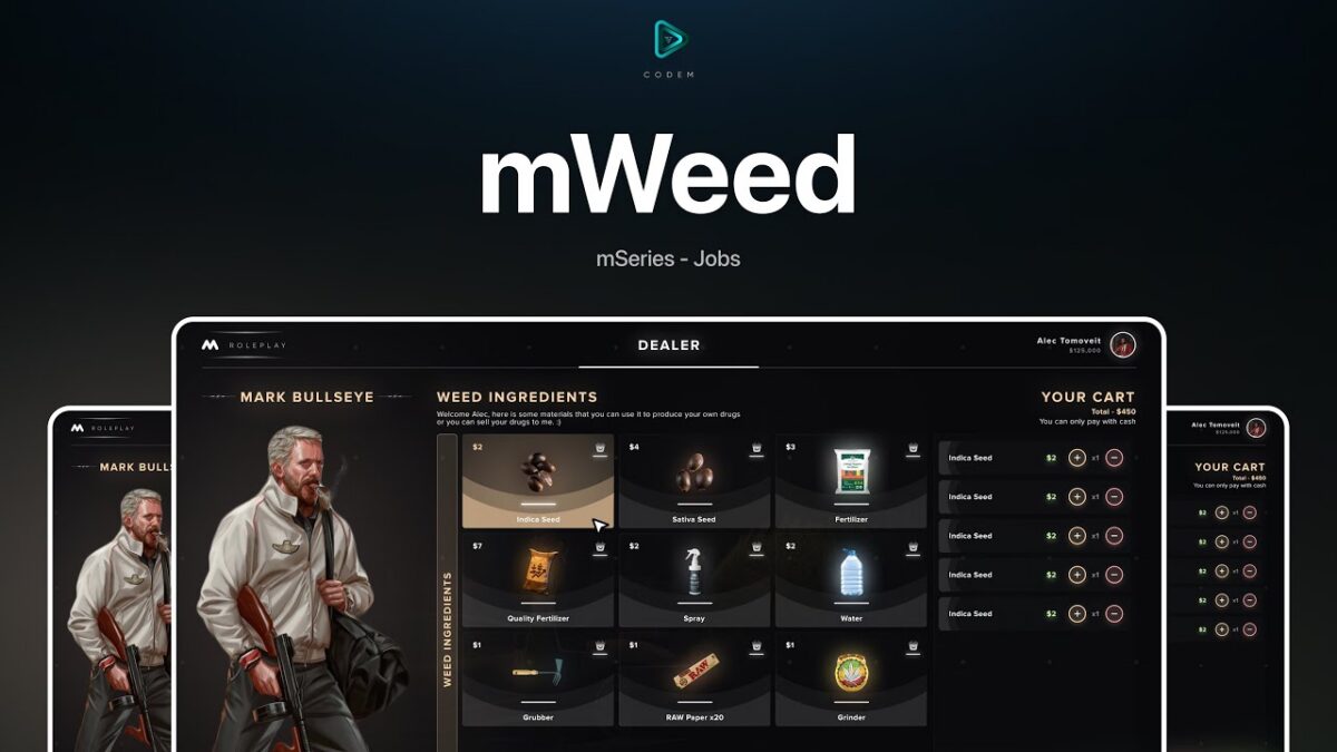 CodeM mWeed — Weed Growing & Drug Production System CodeM mWeed — Weed Growing & Drug Production System FiveM resource preview