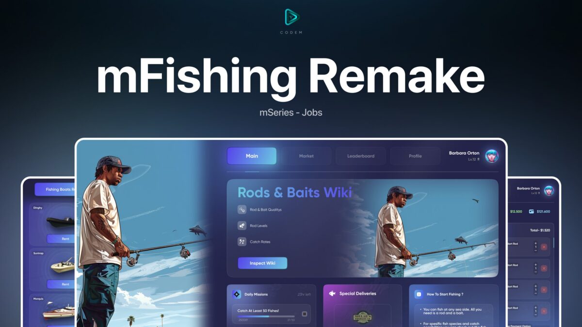 CodeM Fishing — Sistema Avançado de Pesca FiveM visualização do recurso