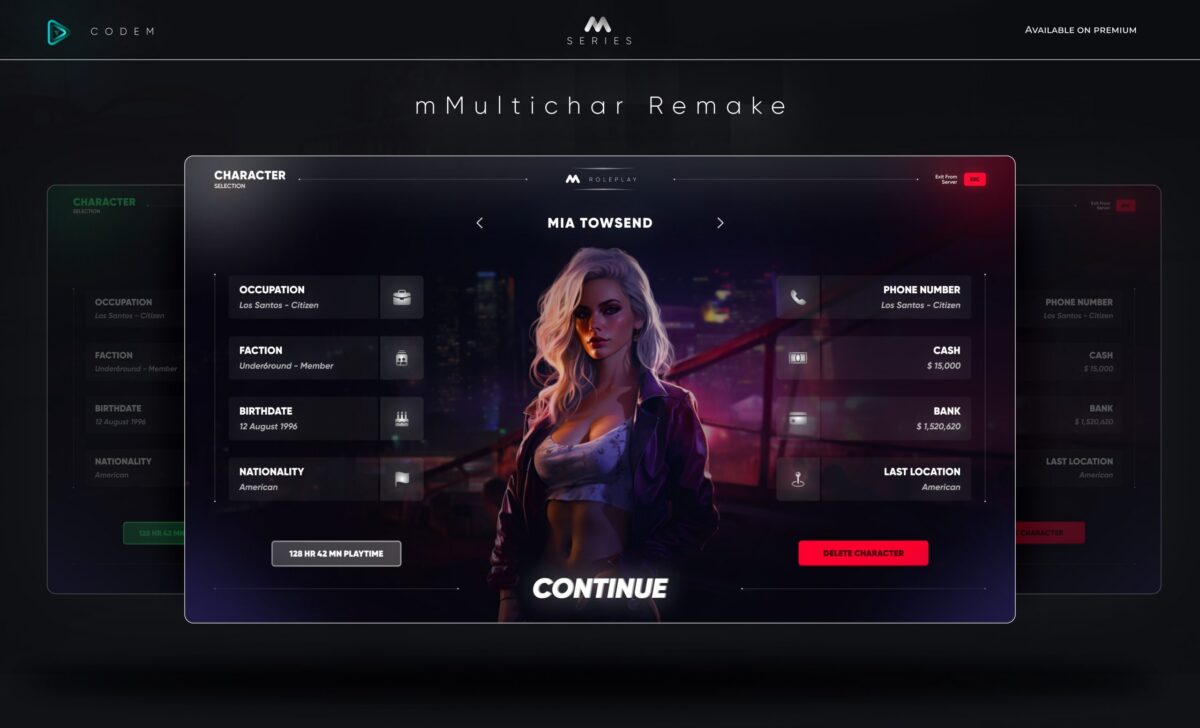 CodeM mMultichar — Advanced Multi-Character System FiveM resource preview 2