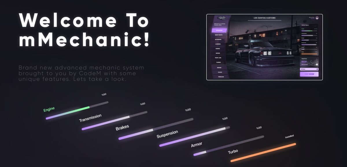 CodeM mMechanic Job — Advanced Mechanic Job System FiveM resource preview 3