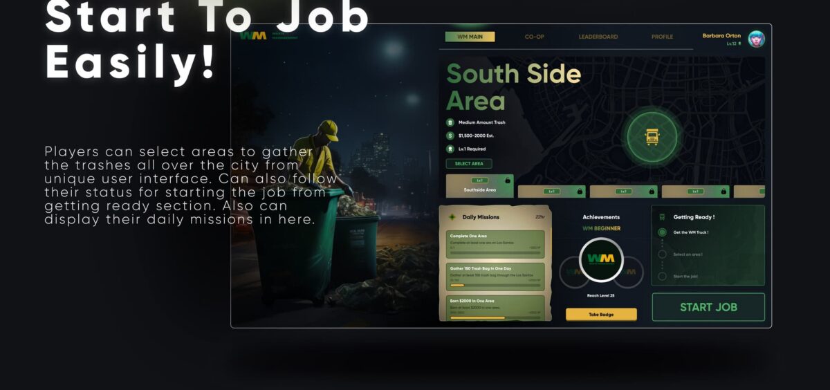 CodeM mGarbagejob — Trabalho de Saneamento Avançado em Co-Op FiveM visualização do recurso 4