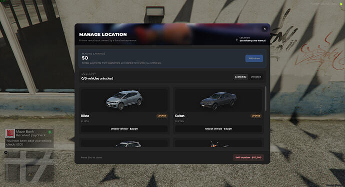 Car Rental - Player-owned rental businesses