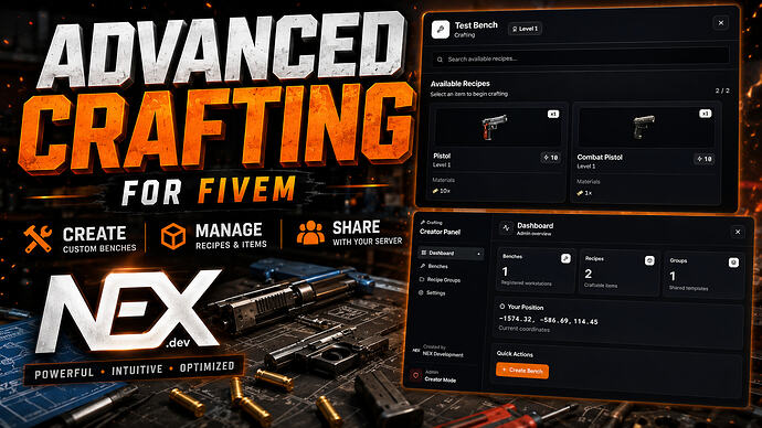 NEX Sistema di Crafting Avanzato [QB, QBX, ESX]