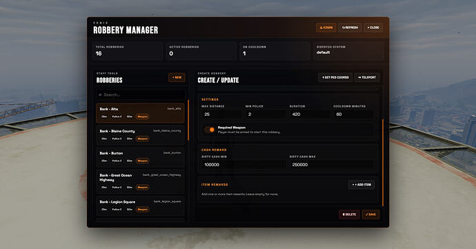 Easy robbery creator for ESX/QB/QBOX