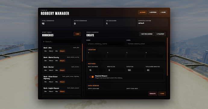 Easy robbery creator for ESX/QB/QBOX