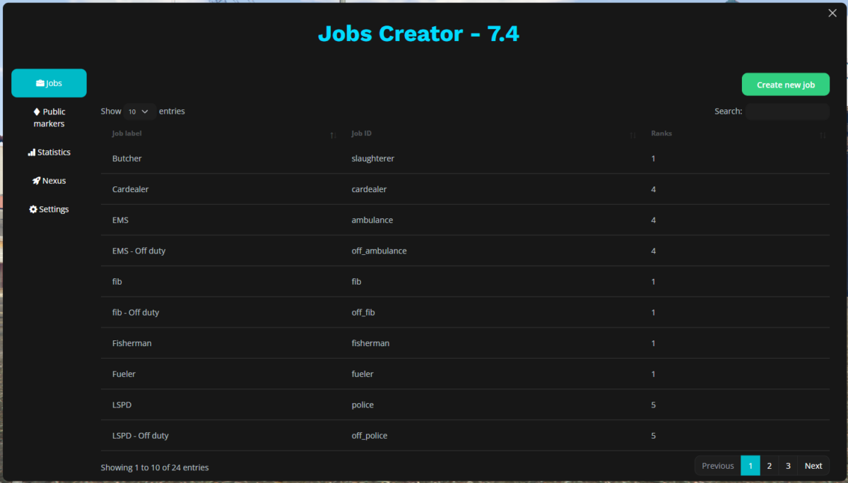 FiveM Mod Jobs Creator official screenshot 2