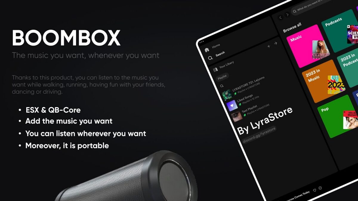 STG Boombox - Advanced Music System STG Boombox – Sistema de Música Avançado FiveM prévia do script