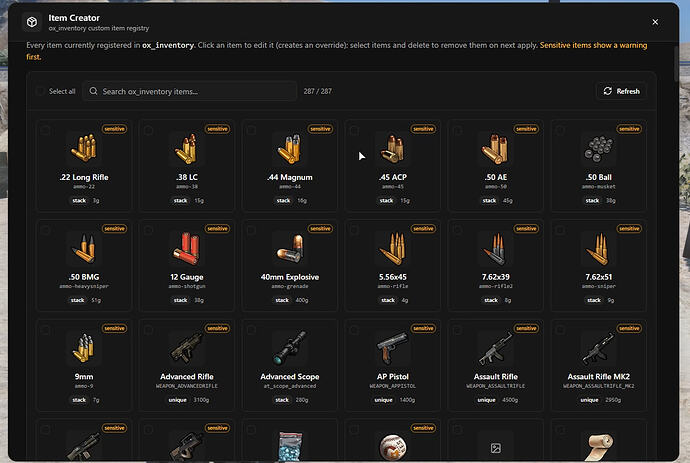 spoodyItemCreator | In-game item creator tool for ox_inventory