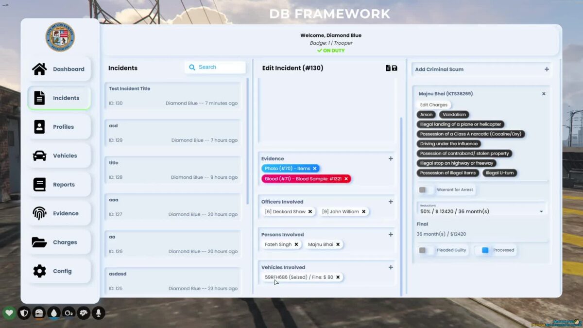 CopNet MDT Gameplay-Vorschau mit Vorfallmanagement UI