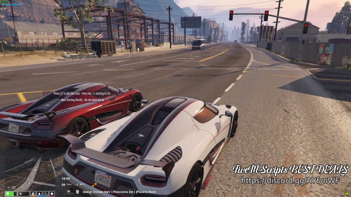 Prévia da jogabilidade de corrida NoPixel com veículos de largada
