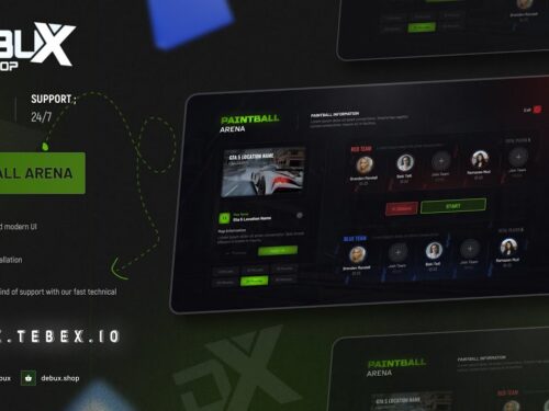 Paintball Arena product preview with UI and framework support