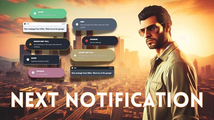 Next Notification – Editor de Notificações FiveM no Jogo