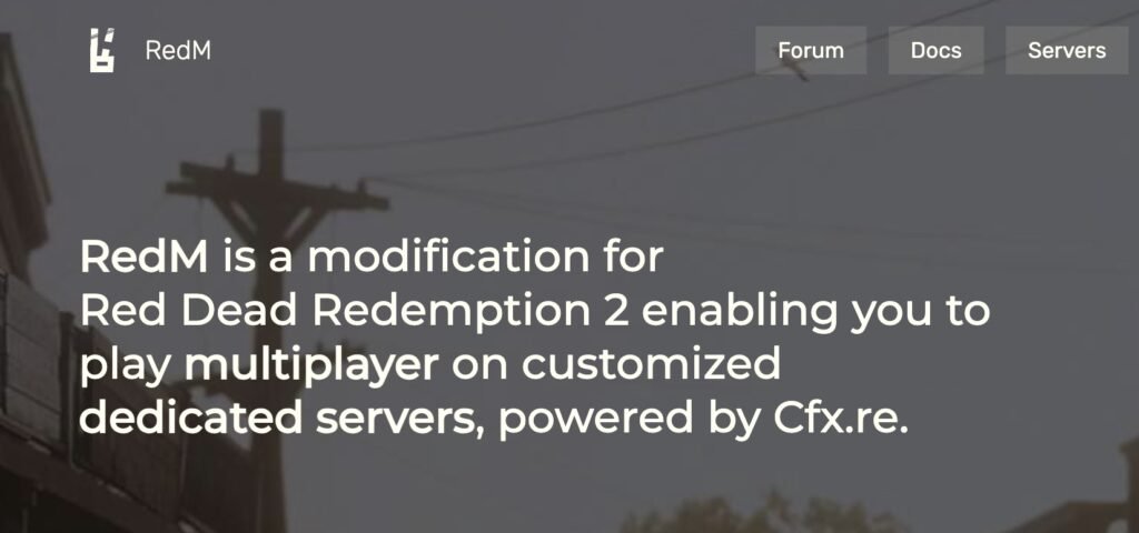 RedM server documentation page for a RedM setup guide